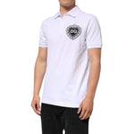Dolce & Gabbana White Cotton DG Heart Logo Embroider T-shirt on man