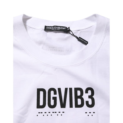 Dolce & Gabbana White Cotton Sleeveless Printed Tank T-shirt