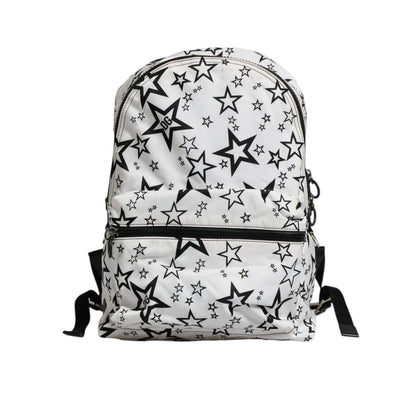 Dolce & Gabbana White DG Stars Print Nylon School Backpack Bag