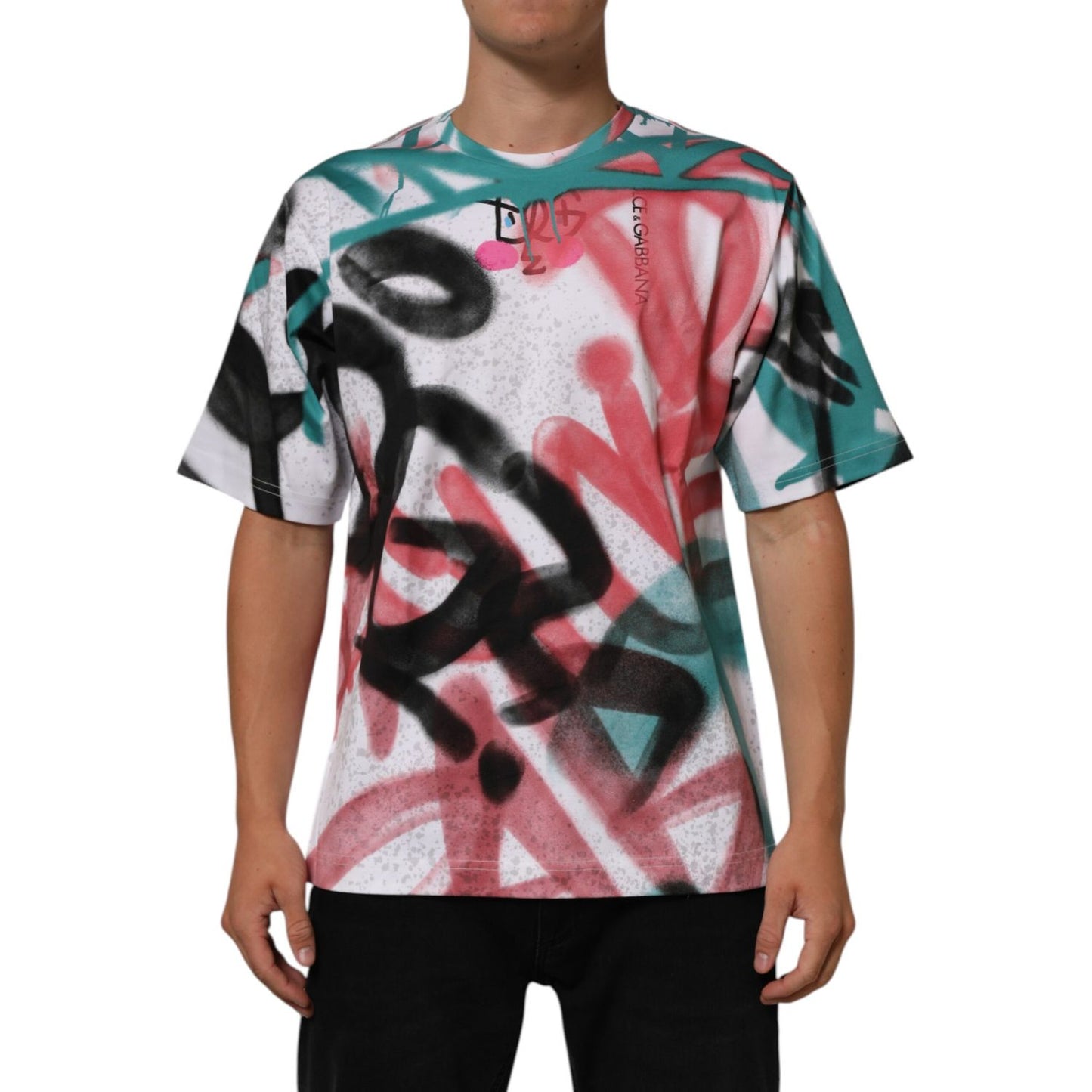 Dolce & Gabbana White Graffiti Crew Neck Short Sleeves T-shirt