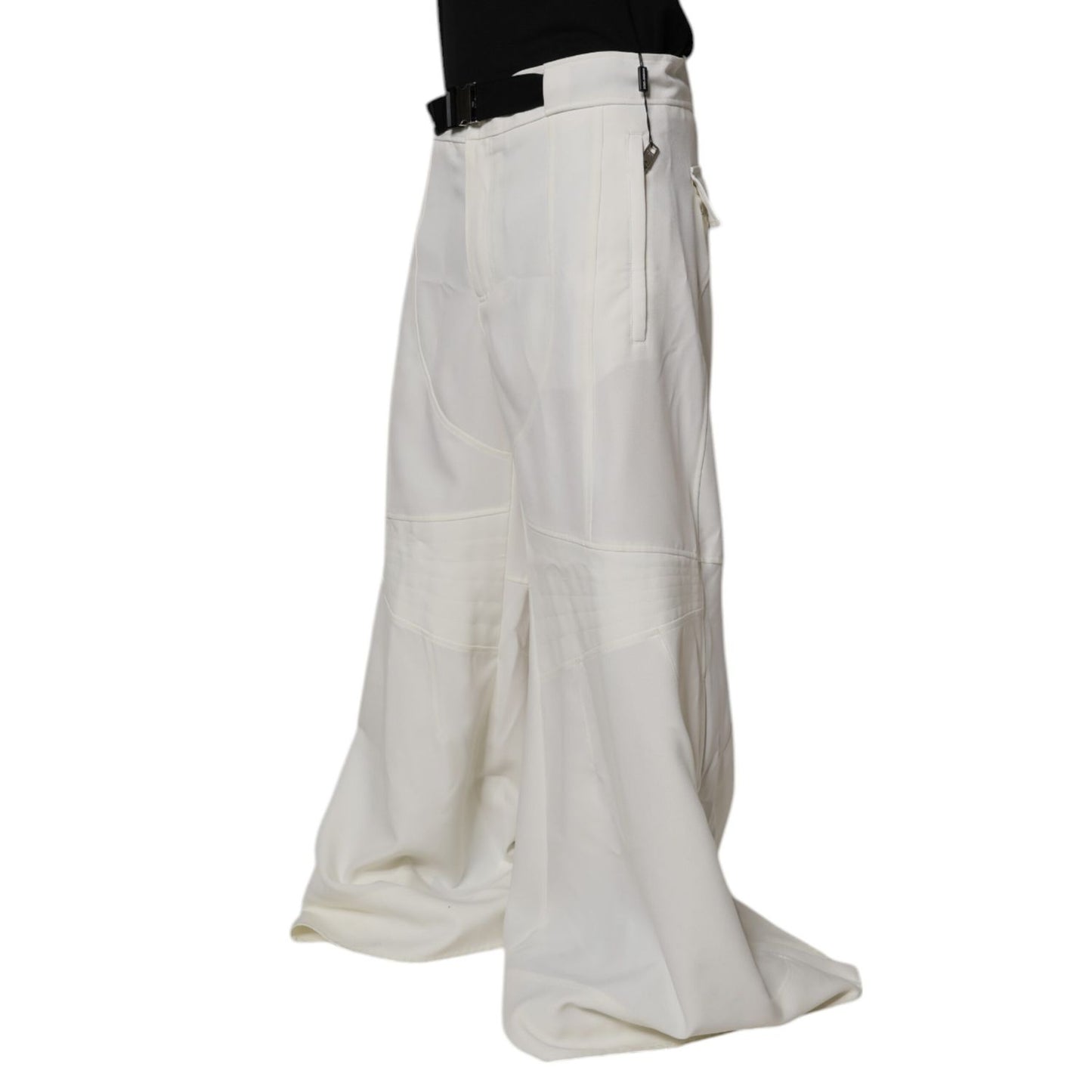 Dolce & Gabbana White Mid Waist Wide Leg Pants