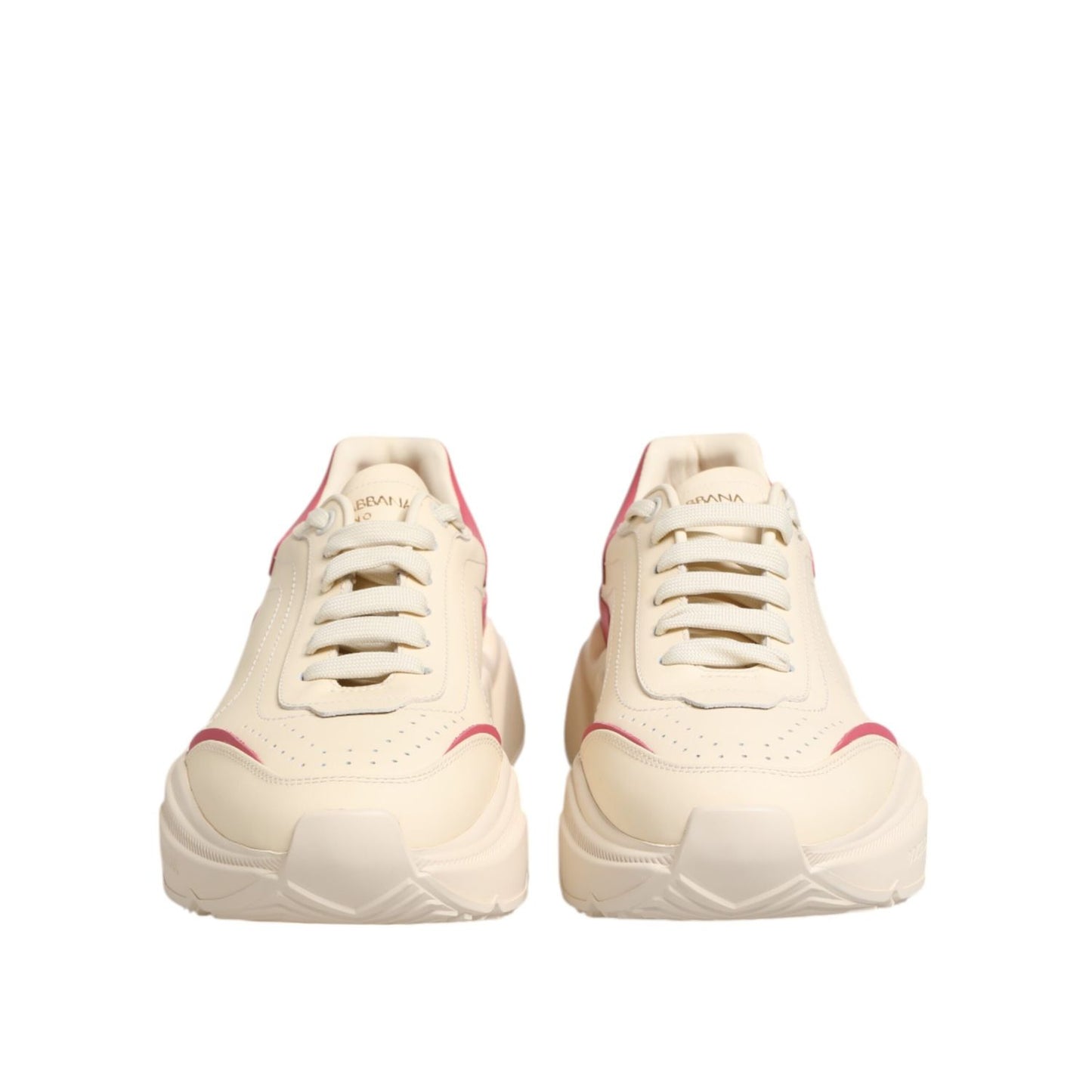 Dolce & Gabbana White Pink Leather Daymaster Sneakers Shoes