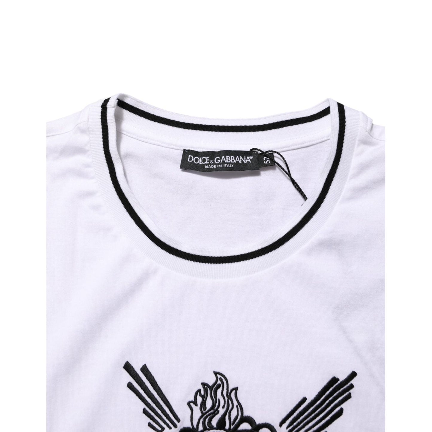 Dolce & Gabbana White Sacred Heart Short Sleeve Men T-shirt