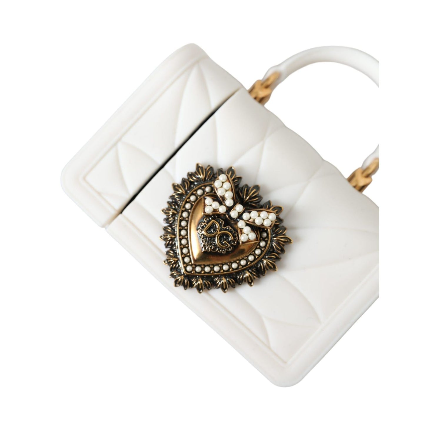 Dolce & Gabbana White Silicone Devotion Heart Cover Hand Bag Airpod Case