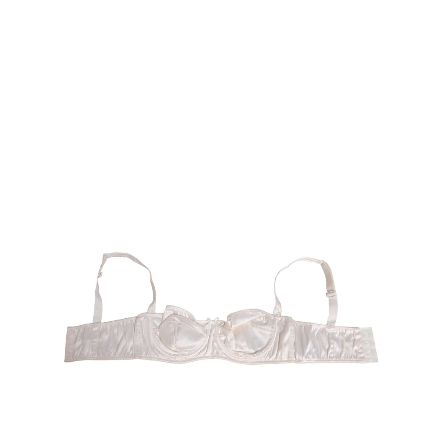 Dolce & Gabbana White Silk Satin Balconnet Lingerie Bra Underwear with luxury design, made in Italy, 93% silk for comfort and elegance.