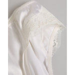 Dolce & Gabbana White Silk Satin Floral Lace Panty Brief Underwear with lace trim detail.