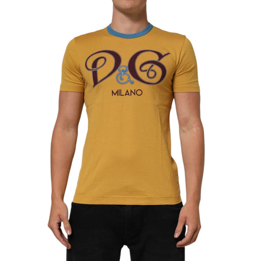 Dolce & Gabbana Yellow Logo Crew Neck Short Sleeves T-shirt