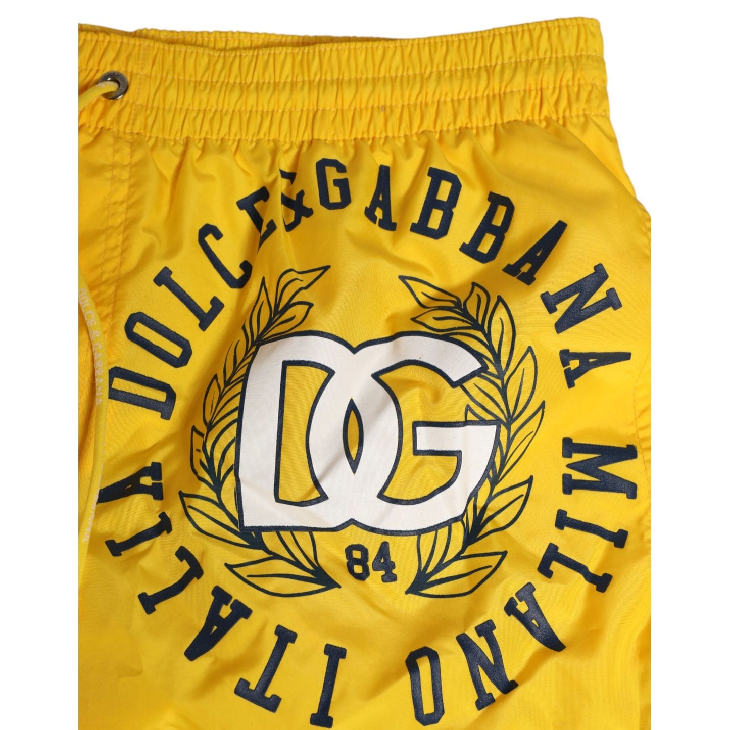 Dolce & Gabbana Yellow Nylon Logo Print Men Boxer Short Swimwear