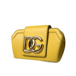 Dolce & Gabbana Yellow Smooth Leather DG Logo Clutch Crossbody Case Bag with gold-tone logo, compact and eye-catching.