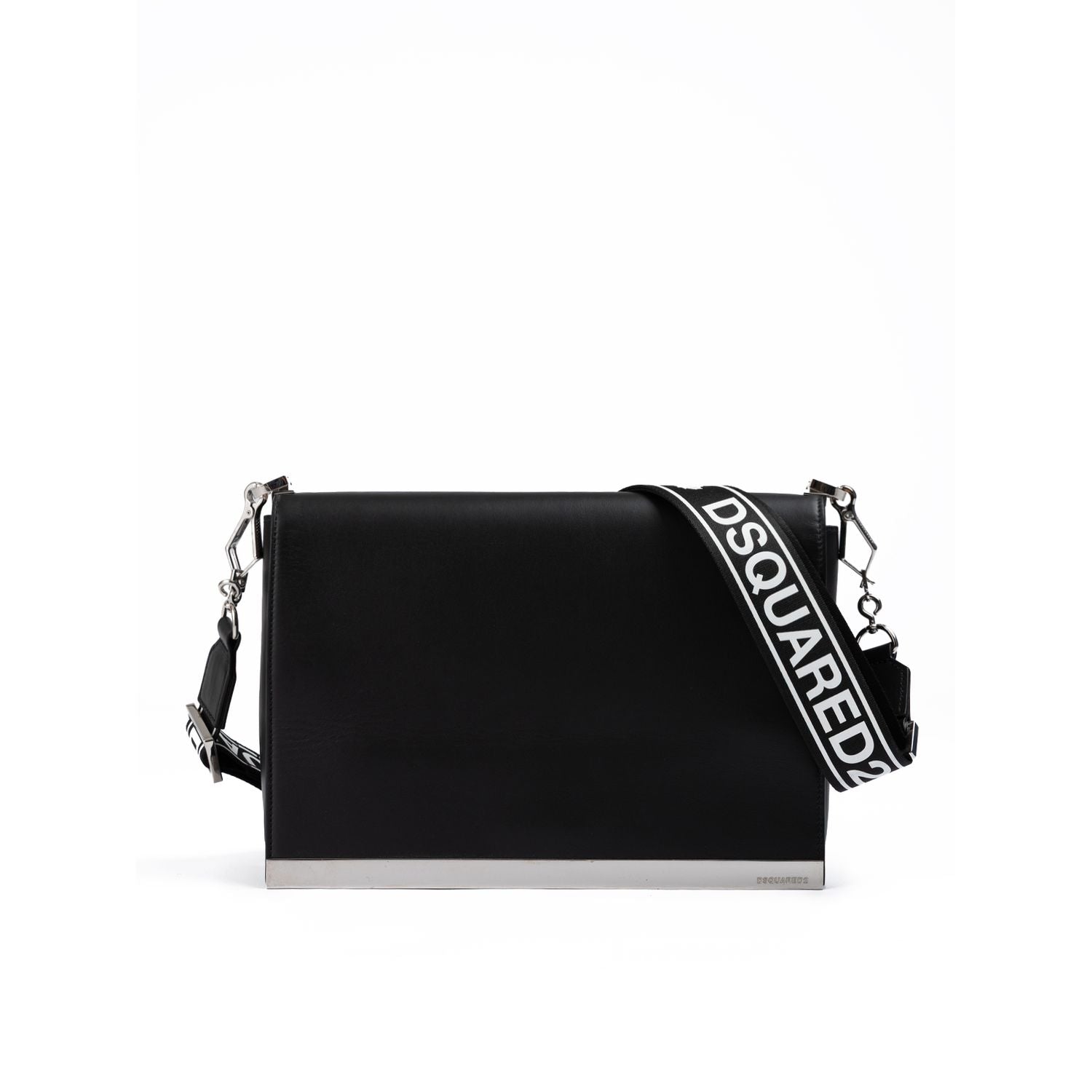 Dsquared² Black Leather Messenger Bag