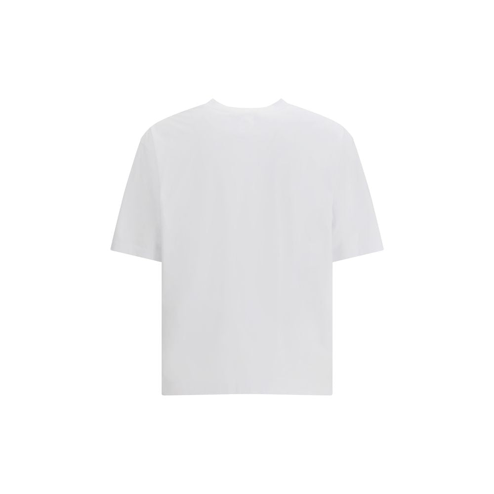 Back view of Dsquared² White Cotton T-Shirt with logo print, ribbed crew neck, 100% cotton, AW25 collection, regular fit.