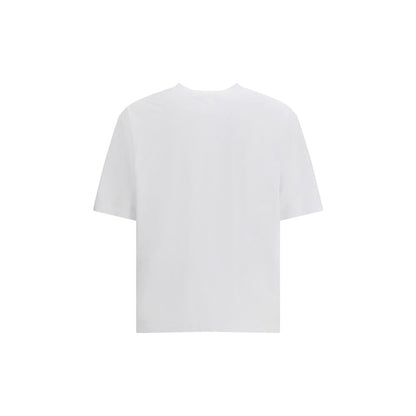 Back view of Dsquared² White Cotton T-Shirt with logo print, ribbed crew neck, 100% cotton, AW25 collection, regular fit.