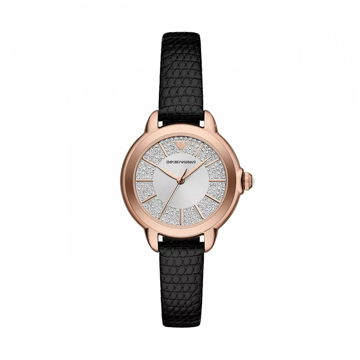 EMPORIO ARMANI WATCHES Mod. AR11631 Ladies Wristwatch, 32mm Case, Black Strap, Rose Gold Bezel, Official Box Included