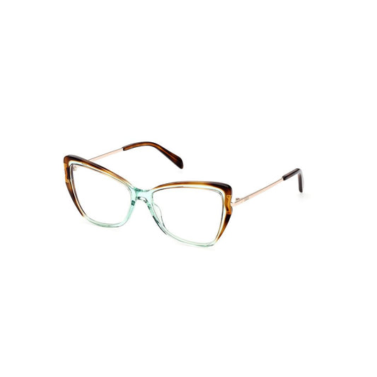Emilio Pucci Green Acetate Frames, cat-eye glasses, model EP5199-55095, featuring 55/15/140mm dimensions, elegant green hue.