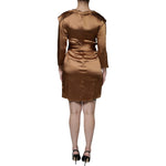 Emporio Armani Brown Satin Long Sleeves Wrap Sheath Mini Dress DR81467-40