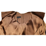Emporio Armani Brown Satin Long Sleeves Wrap Sheath Mini Dress DR81467-40