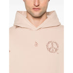 Emporio Armani Sweaters Powder blush pink organic cotton hoodie with logo, featuring classic hood and ribbed cuffs and hem.