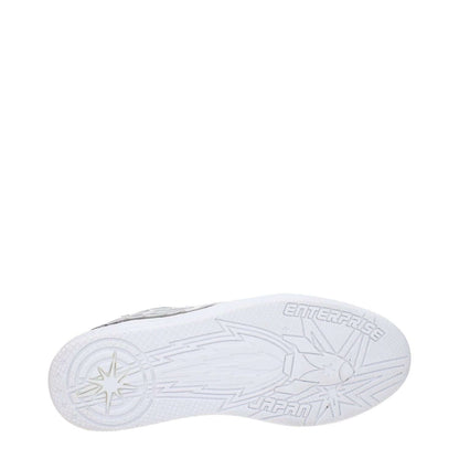 Enterprise Japan White Leather Athletic Sneakers showing the embossed sole detail.