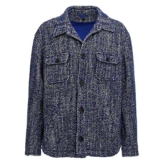 Etro Blue Wool Full-Length Jacket