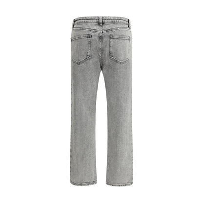 Back view of Fabiana Filippi Gray Cotton Straight-Leg Jeans showing five-pocket style and vintage washed effect.
