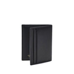 Ferragamo Leather Card Holder with Gancini ornament, featuring 8 internal and 2 external slots, elegant and functional design for men.