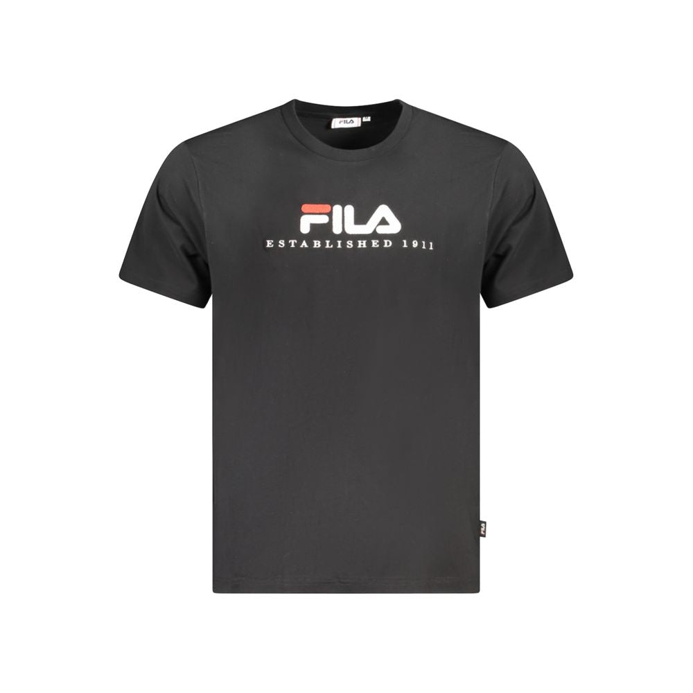 Fila Black Cotton Unisex T-Shirt with logo embroidery, 100% organic cotton streetwear