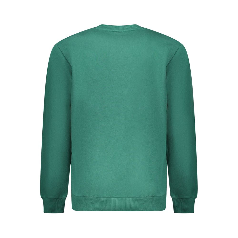 Back view of Fila Green Cotton Men Sweater showcasing its stylish crew neck design and premium fabric blend.