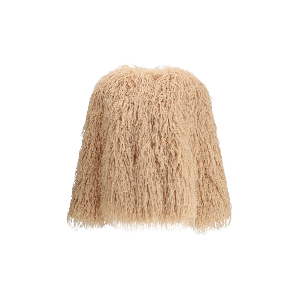 Forte_Forte Multicolor Polyester Clothing eco mongolia fur jacket with snap closure and welt pockets, AW25 collection.