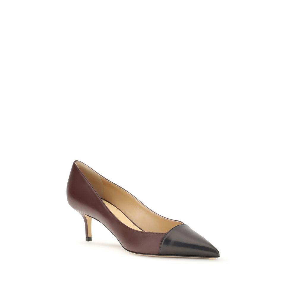Francesco Russo Multicolor Calf Leather Bos Taurus Mid Heel Pumps with two-tone design and kitten heel, showcasing elegance and comfort.
