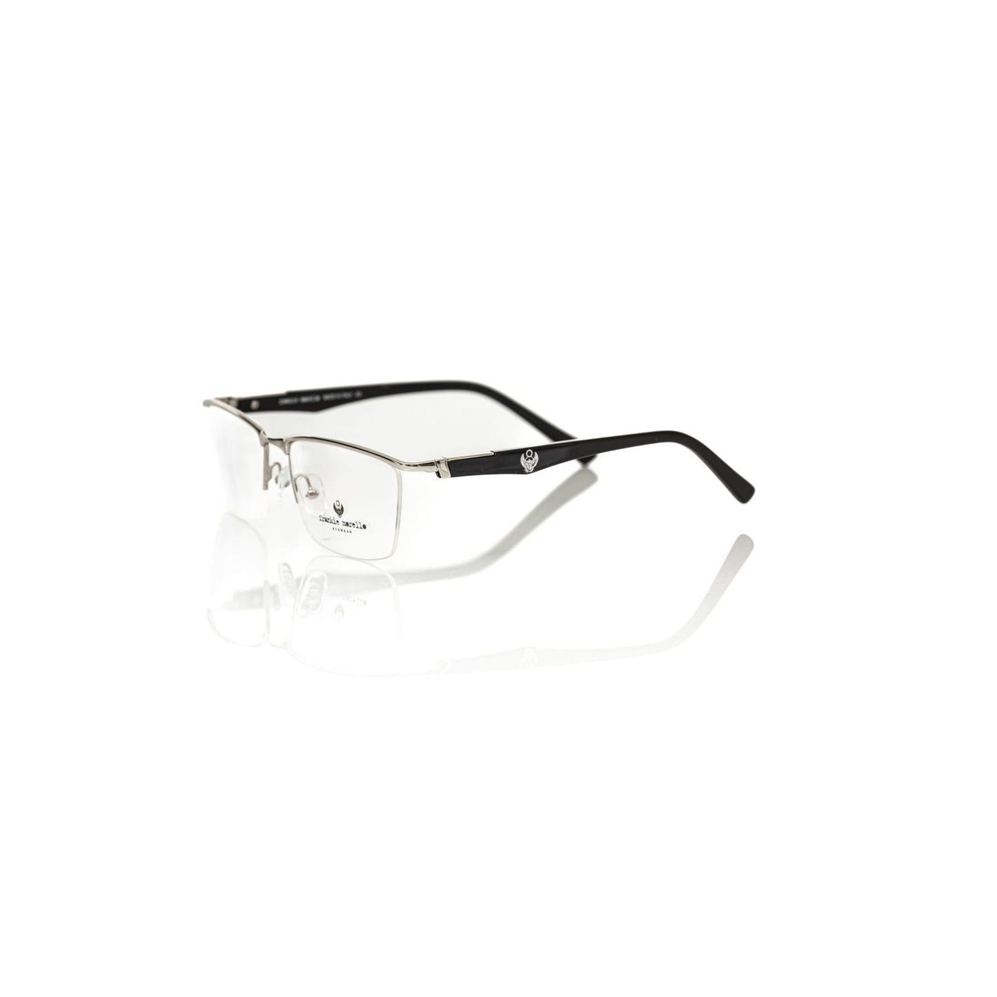 Frankie Morello Black Metallic Unisex Frame eyeglasses, Italian design with logo detail, sleek and durable black metallic fibre frame.
