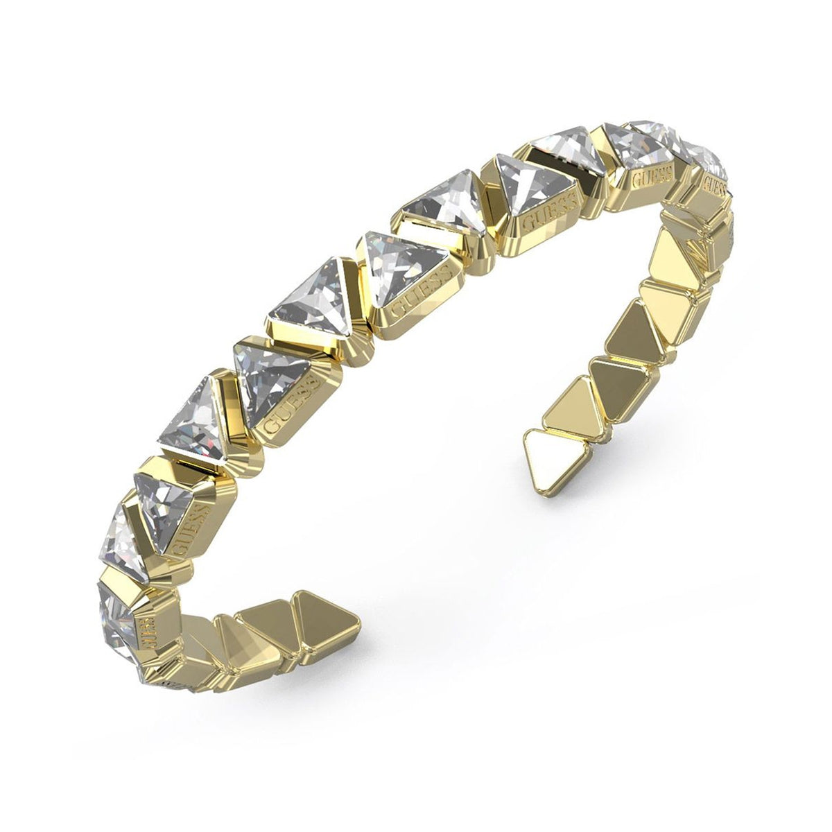 Elegant bracelet from GUESS JEWELS JEWELRY Mod. JUBB04563JWYGS with gold and crystal elements, showcasing luxury design.