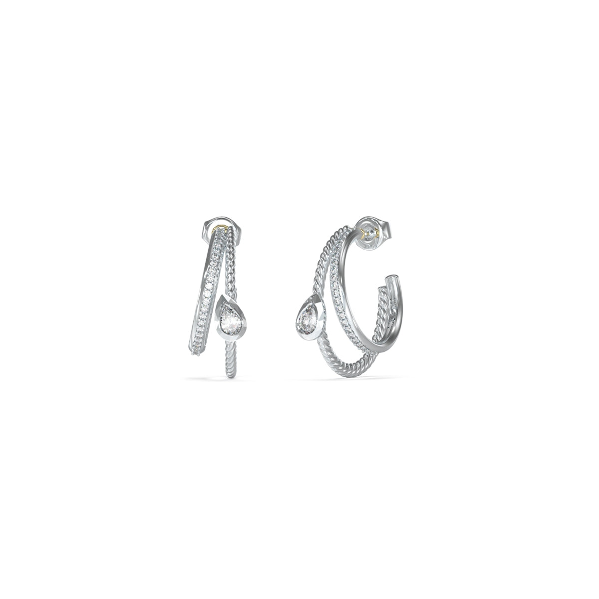GUESS JEWELS JEWELRY Mod. JUBE05244JWRHT-U silver hoop earrings with crystal details