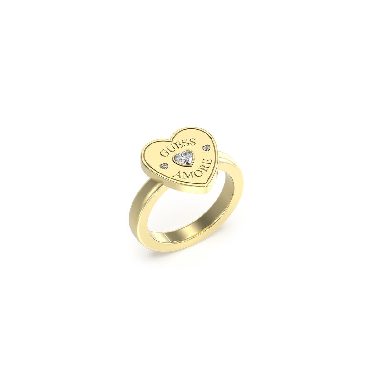 Gold heart-shaped ring from GUESS JEWELS JEWELRY Mod. JUBR05059JWYG52