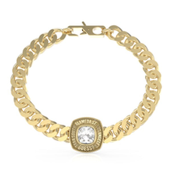 Gold bracelet of GUESS JEWELS JEWELRY Mod. JUMB01373JWYGS featuring a central crystal detail.