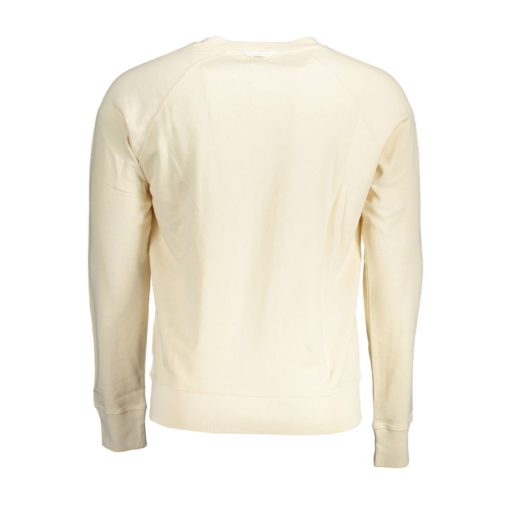 Back view of Gant Beige Cotton Men's Sweater showcasing its classic design and premium fabric.