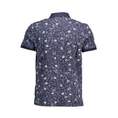 Back view of Gant Blue Cotton Men Polo Shirt with floral print design.