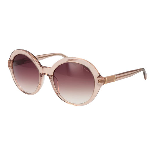 Gant Pink Women Sunglass with rose acetate frame, full-rim style, purple gradient lenses, and branded case included.