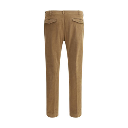 Germano Brown Cotton Pants back view showcasing slim fit style, five-pocket design, and quality stitching for a versatile modern look.