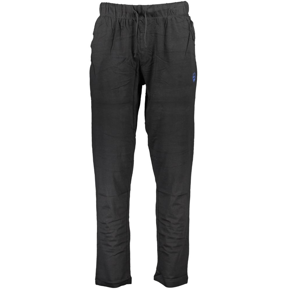 Gianmarco Venturi Black Cotton Pant with elastic waist, sports trousers, contrasting details, embroidery logo, two pockets.
