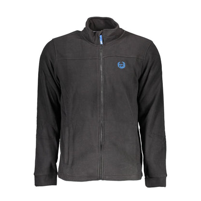 Gianmarco Venturi Black Polyester Sweatshirt with long sleeves, 2 pockets, front zip, and logo embroidery.