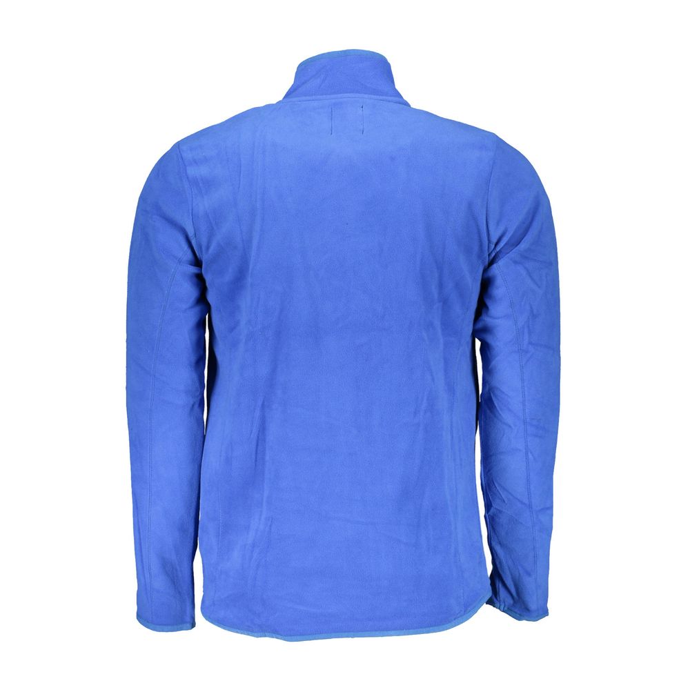 Gianmarco Venturi Blue Polyester Sweatshirt with long sleeves, zip, 2 pockets, embroidery, logo, back view.