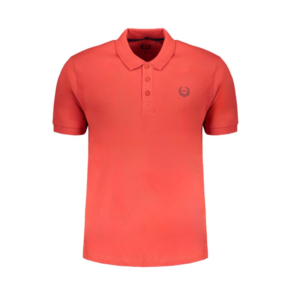 Gianmarco Venturi Red Cotton Polo Shirt, short sleeved, 3 buttons, contrast embroidery, logo