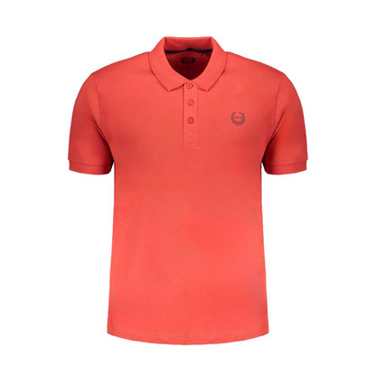 Gianmarco Venturi Red Cotton Polo Shirt, short sleeved, 3 buttons, contrast embroidery, logo