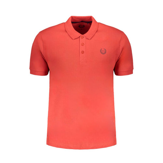Gianmarco Venturi Red Cotton Polo Shirt, short sleeved, 3 buttons, contrast embroidery, logo
