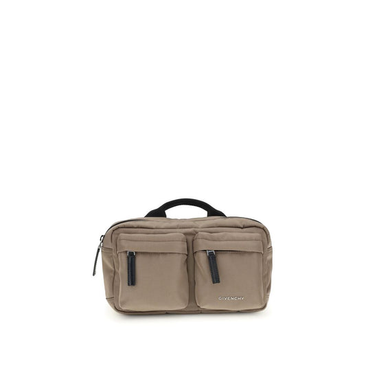 Alt Tag: Givenchy Beige Polyamide Handbag - durable canvas fanny pack with top handle, zipper closure, silver details, AW25 collection.