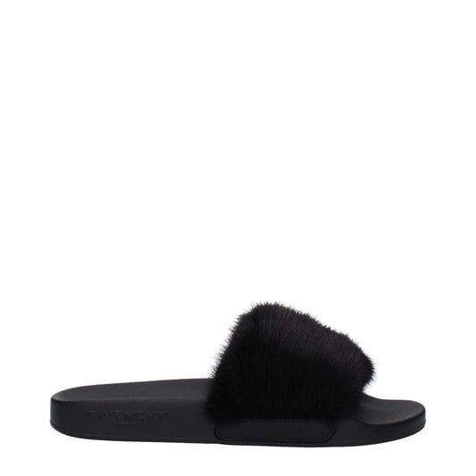 Alt Tag: Givenchy Black Cotton Slippers, casual open-toe design with a side logo and rubber sole, perfect for stylish comfort.