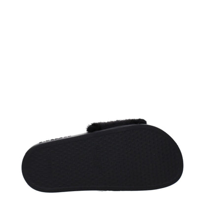 Sole view of Givenchy Black Cotton Slippers with rubber sole and side logo, showcasing open toe style. MPN: BE08209806001, casual design.