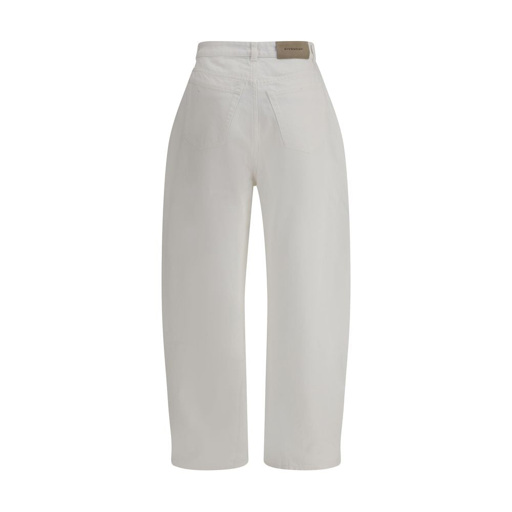 Givenchy White Cotton Jeans Denim with a structured silhouette and classic five-pocket design, perfect for bold style. AW25 Collection.