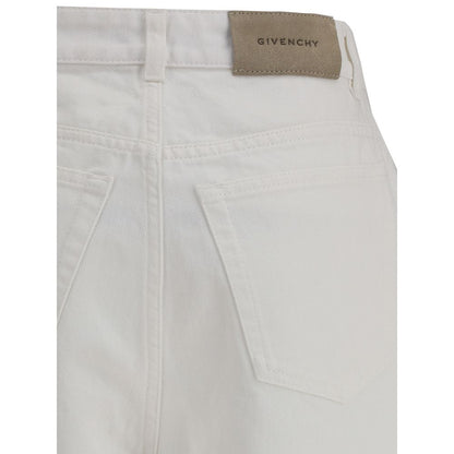 Back view of Givenchy White Cotton Jeans Denim showcasing brand label and pocket details.