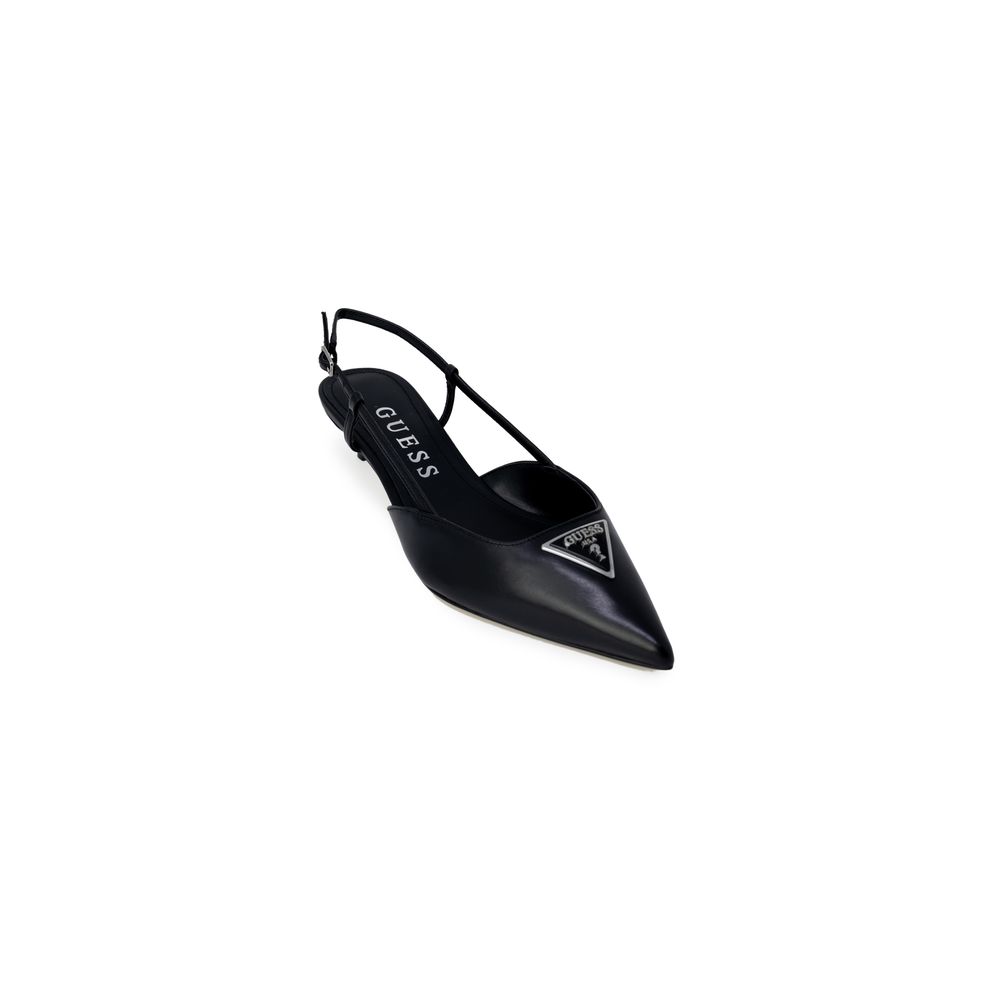 Guess Black Polyester High Heel slingback pump with pointed toe and adjustable strap.